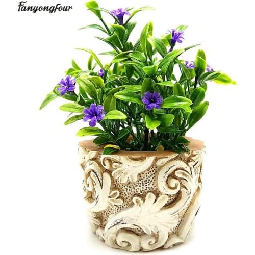 Concrete silicone mold cement vase roman style flower pot diy mold garden decoration tools