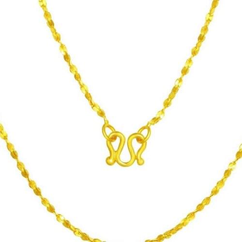 Pure 24K Yellow Gold Necklace Chain Women 999 Gold Full Star Necklace Chain