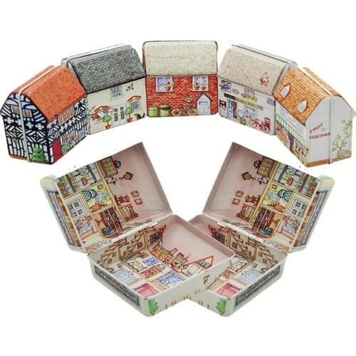 Mini Full Color Painting Tin Box Lock Storage Desktop Cosmetic Storage Home Jewelry Storage Box Kid Gift Metal Container TW215