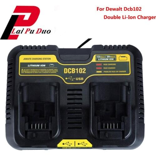 Dcb102 Double Li-Ion Battery Charger Usb Out 5V For Dewalt 10.8V 12V 14.4V 18V Dcb101 Dcb200 Dcb140 Dcb105 Dcb2
