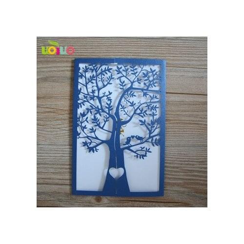 Elegant Laser Cut Wedding Invitation Cards Luxury love tree and birds invitation card design