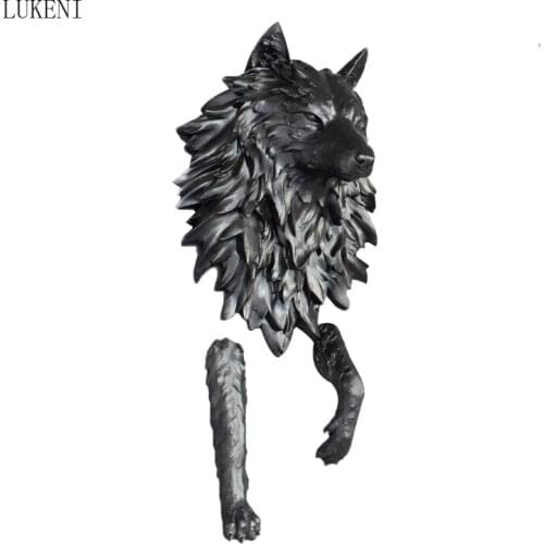 Living Room Background Wall Decoration 3D Stereo Wall Decoration Animal Head Pendant European Wolf Wall Decoration Porch