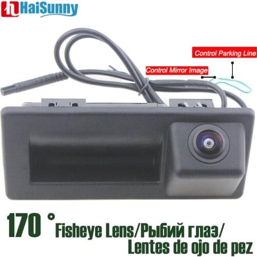 HD CCD 170 Degree Fisheye Lens Car Trunk Hand Rear View Camera For Audi A4 V W Touran Tiguan Bora Tournamen Skoda Speed Octavia