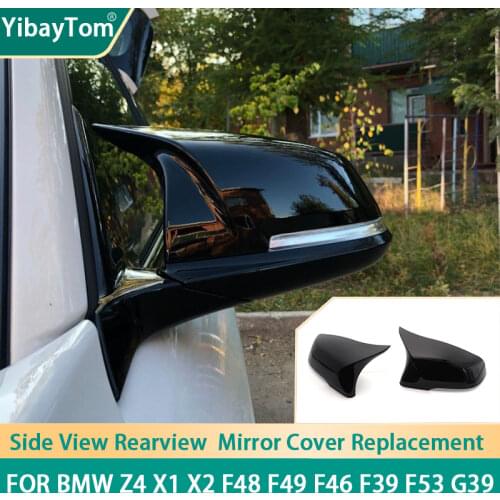 2pcs Glossy Black Side Wing modified Rearview Mirror Cover caps For BMW x1 x2 F48 F49 F46 F39 F52 F40