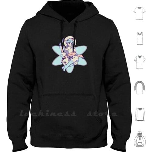 Space Babe Hoodies Long Sleeve Pinup Pin Up Girl Retro Sci Fi Science Fiction Vintage Space Ray Gun