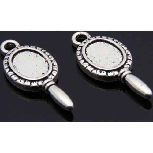 30pcs Silver Color Small Mirror Toiletry Charms Womens Gift Pendant Jewelry Making DIY Handmade Accessories Wholesale A3464