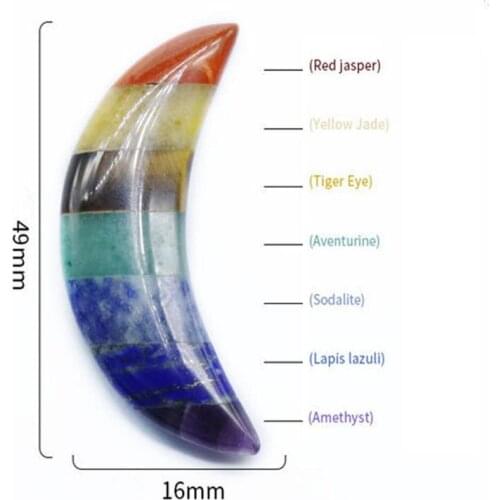 6PCS Moon Shape 7 Chakra Pendulum Natural Stone Mosaic Process Healing Meditative Energy Free Form Druzy Stone For Wholesales