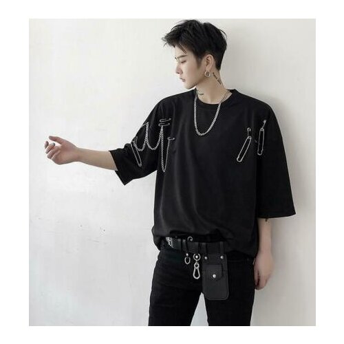 Mens Fashion Summer Round Collar Short Sleeve T-shirt Youth Punk Gothic Tee L9