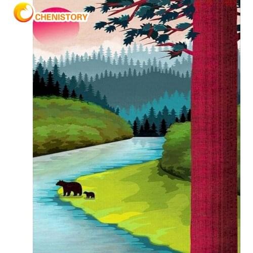 CHENISTORY Oil Diy Painting By Numbers HandPainted Sunsets Art Picture Sea Landscape Drawing On Canvas Kits Set Adult Home Decor