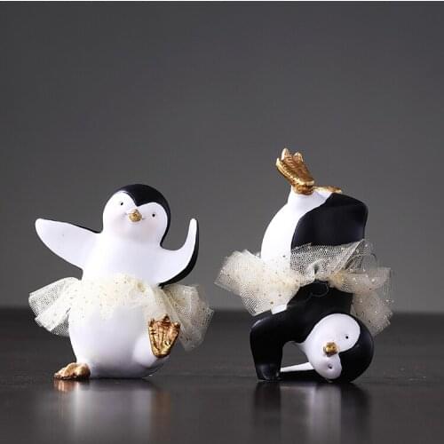 Nordic penguin set resin simulation animal small ornaments fairy garden Miniature figurines home decoration accessories