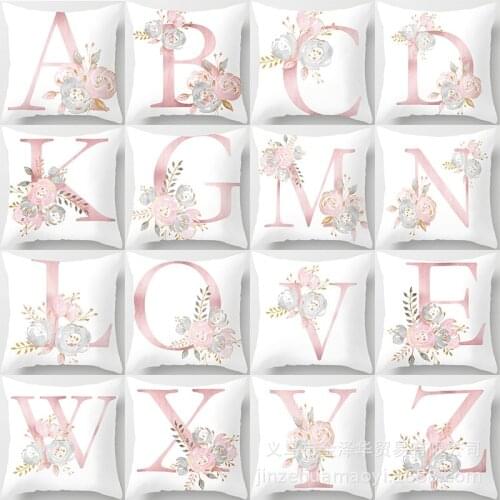 Pink letter sofa pillowcase ins Nordic style pillowcase peach skin cushion cover sofa cushion for Home decor party Car Hotel