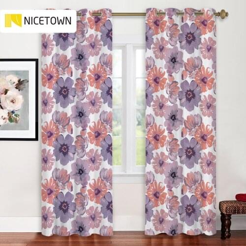 NICETOWN 1PC Blackout Curtain Grommet Floral Bright Printed Modern Decoration for Bedroom Window Curtains Living Room