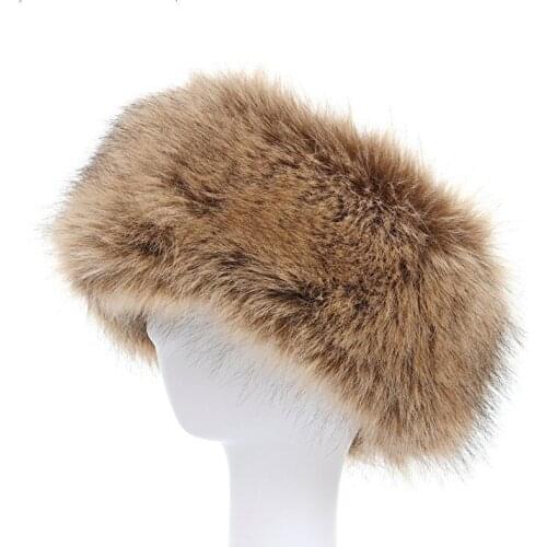 New winter faux fox fur huff warm multicolor fur hat women men elastic faux raccoon fur huff creative style fur hat