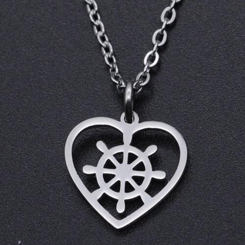 Heart Rudder Stainless Steel Charm Necklace for Women Dainty Steel Necklaces Dropshipping Accept OEM Order Wholesale