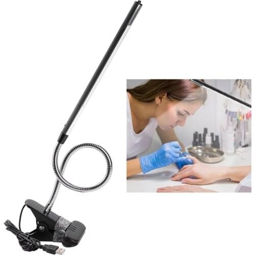 Portable USB LED Clip Table Lamp Adjustable Desk Light for Tattoo/Manicure/Makeup Black Nail Art Skin Care Salon Tool s
