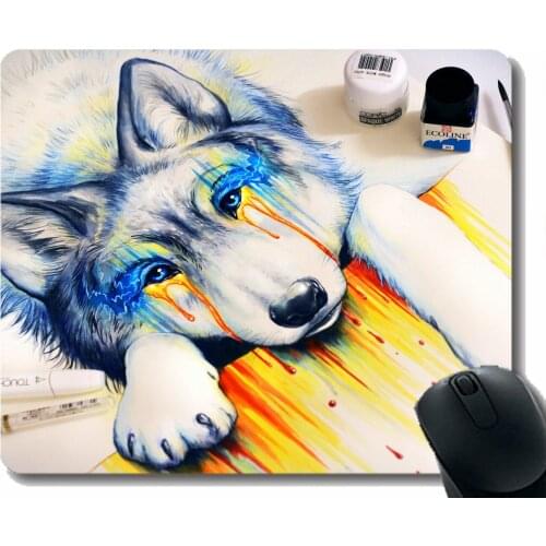 Rectangle Mouse Pad,Animal wolf kids Rubber Large Mouse pad Mat