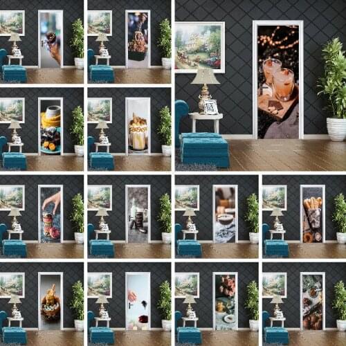 Pvc Wallpaper 3D Door Sticker Chocolate Cookies Food Poster Kitchen Bedroom Home Design Decor Mural Self Stick Diy Wall Decals