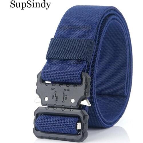 SupSindy Men Stretch elastic Belt nylon canvas belts Quick release buckle military strap multifunctional Training tactical belts