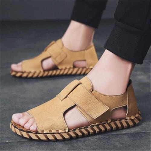 Mens Sandals Hollow Breathable Beach Shoes Fashion Open Toe Soft Non-Slip Outdoor Slippers Male Flat Walking Sandalias Zapatos
