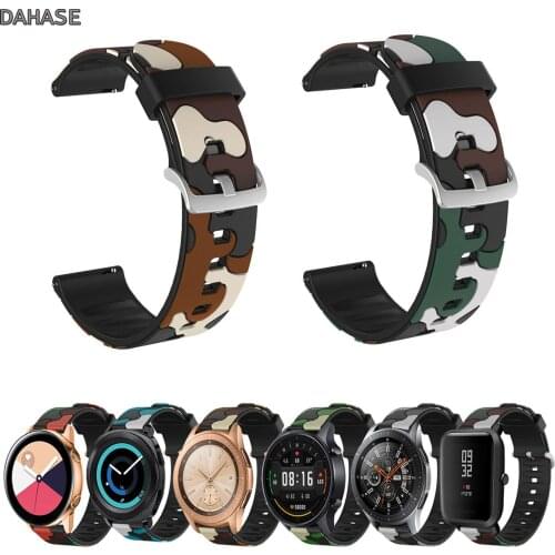 20mm 22mm Camouflage Silicone Watchband for Samsung Galaxy Watch 42mm 46mm Active2 40/44mm Gear S3 Strap For Huami Active 2 Band