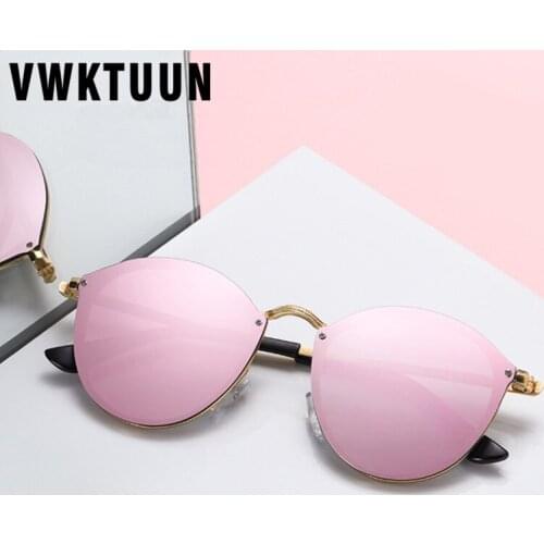 VWKTUUN New Womens Sunglasses Vintage Mirror Shades Rimless Sunglasses Driving Driver UV400 Glasses Metal Sun glasses For Men