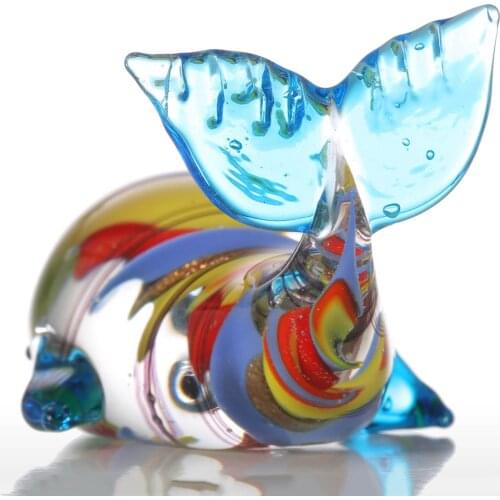 Glass Ornament, Hand Blown Whale Glass Figurine, Crystal Glass Paperweight, Home Decor Collectible Statue