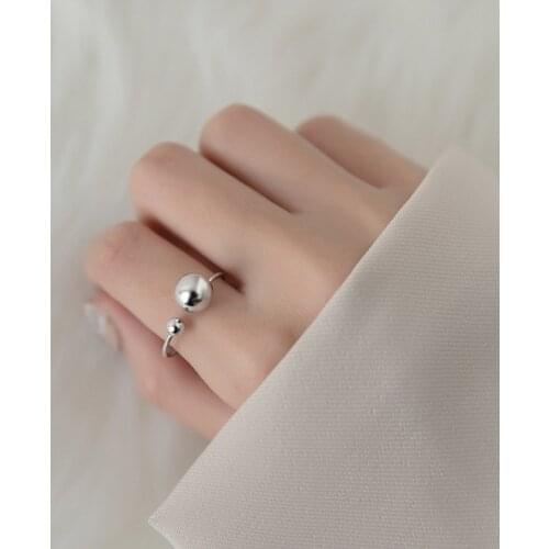 Light Bead Women Ring 925 Sterling Silver Minimalist Rings For Women 925 Silver Fine Jewerly Woman Adjustable Open Finger Rings