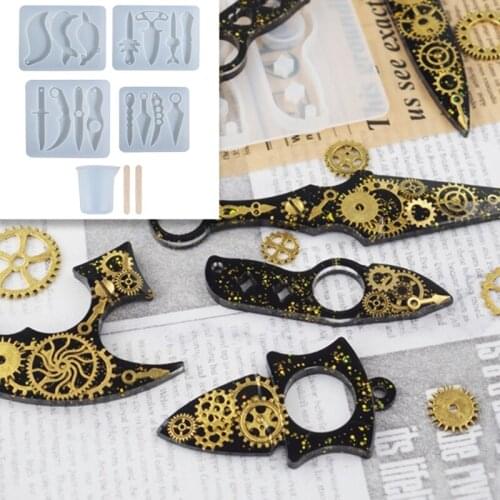 T5UF Keychain Epoxy Resin Mold Handmade Small Knife Casting Silicone Mould DIY Crafts Making Tool