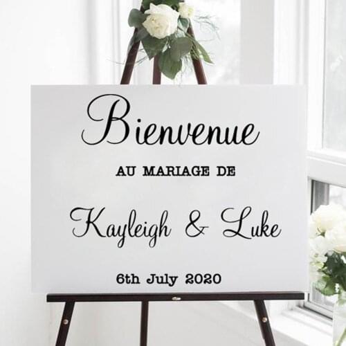 Wedding Decal Enjoy And Have Fun French Style Vinyl Sticker Custom Names Wedding Welcome Mirror Murals Dance Party Décor AZ937