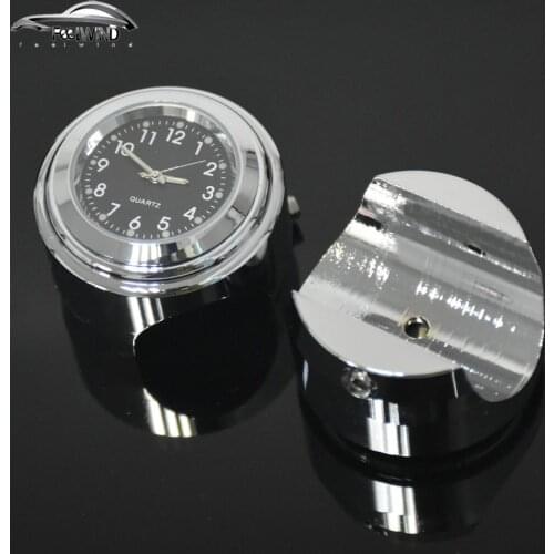 Waterproof 7/8" Chrome Motorcycle Handlebar Mount Quartz Clock Watch for Harley Davidson Honda Yamaha Suzuki Kawasaki 1pcs