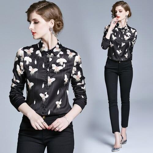 ZUOMAN Women Spring & Autumn Vintage Floral Blouse Shirt Female Designer Print Top Office Party Chemise Womens Tops Blouses