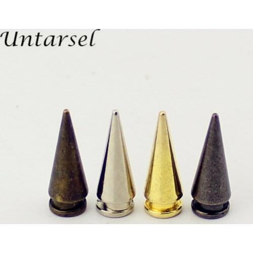 20pcs 7*19mm Punk Style Bullet Spike Underwear DIY Show Dress Metal Rivets Gold Studs For Garment Screwback Easy Fix