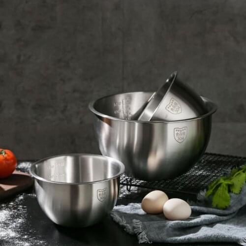1Pcs 304 Stainless Steel Egg Beater Salad Bowl with Scale Special Flour Bowl For Baking