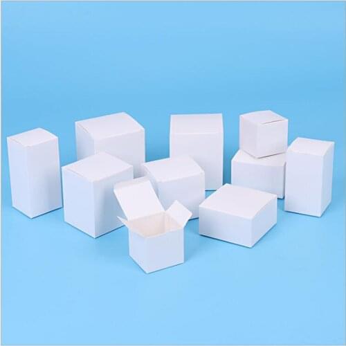 10pcs White Paper Folding Boxes Small Handmade DIY Gifts Packaging Boxes White Cardboard Carton Boxes for Party Supplies