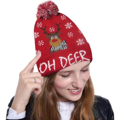 2020 LED Christmas Hat Children Adult Christmas Party for Sweater knitted Beanie Christmas Light Up Knitted Hat for Kid Adult