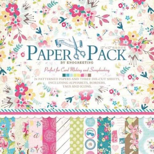 4Patterns Cute Vintage Flower Colorful Scrapbooking Paper Pack Book With Die Cutting Stickers DIY Hobby Craft Decoration Making