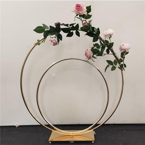 5Sets Shopwindow Stage Props Iron Ring Frame Floral Rack Wedding Birthday Arch Circle Pergola For Table Centerpiece Flower Stand