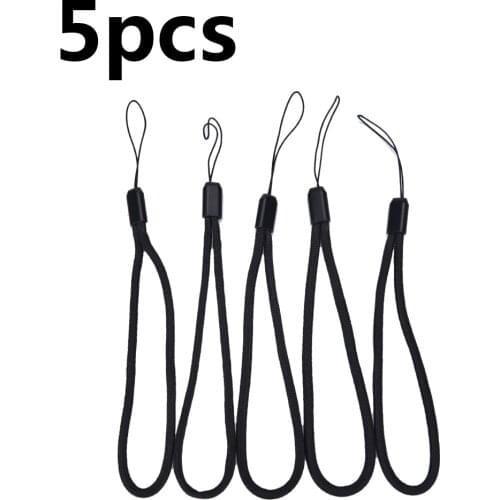 5x Black Nylon Wrist Hand Cell Phone Mobile Chain Straps Keychain Charm Cords DIY Hang Rope Lanyard Neck