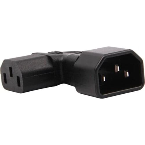C14 to C13 Left Angle AC Adapter IEC 3Pole IEC 320 3pin Male to Female extend 90 Degree Down Up Angle AC converter