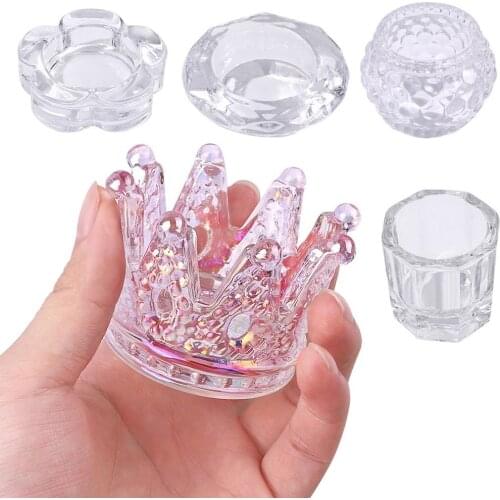 1Pc Acrylic Nail Cup Acrylic Powder Liquid Crystal Glass Dish Bowl Holder Container Equipment Nail Art Tool Kit