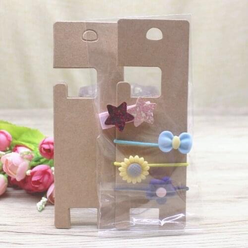 Hot Sale 50card 50plastic bag 14.2x4.8cm kraft Hair Clip Flower style card DIY Jewelry Cardboard accessoreis display card Tags