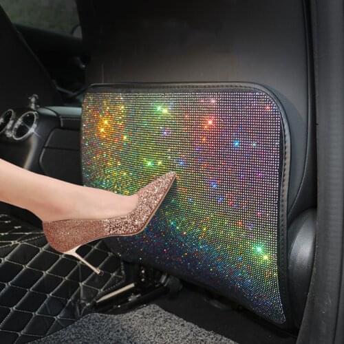 Car Crystal Diamond Anti Child Kick Pad Seat Back Anti Dirty Pads Universal Back Seat Protective Pad Leather Cover Padding