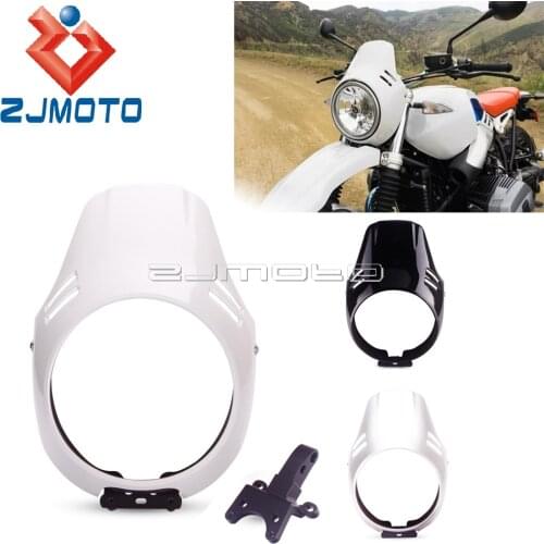 White/Silver/Black Cafe Racer Head Light Mask Headlight Fairing Front Cowl w/ Mount For BMW R Nine T Urban GS Scrambler 16-19