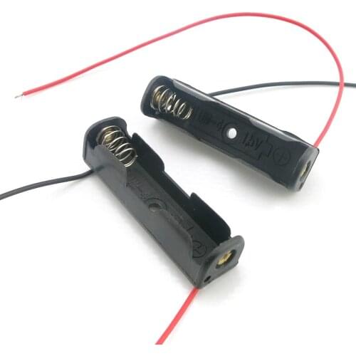 Single AAA Battery Holder Storage Box Case For 1 x AAA Black With Wire Leads Plastic Batteries Storage Case