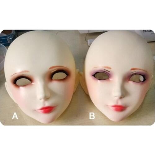 DM014) Resin Kigurumi BJD Mask Cosplay Japanese Anime Role Lolita Lifelike Real Mask Crossdress Sex Love Doll without Eyes