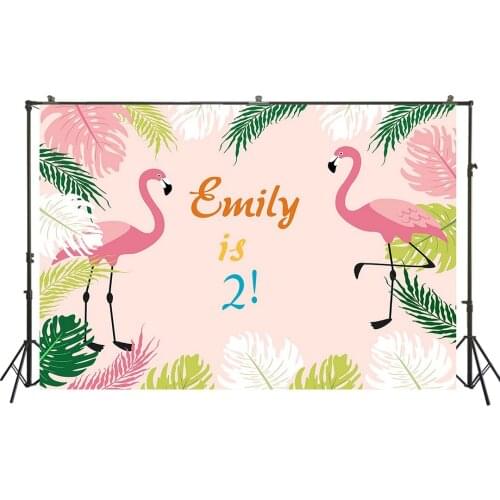 HUAYI Photography Backdrops Flamingo Birthday Photo Backdrop Baby Shower Birthday Party Decor Banner Photography BackgroundW-293