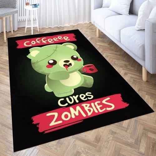 Coffee zombie bear Carpet for Living Room 3D Anime Cartoon Rug Gamer Teen Room Bedside Lounge Rug Kids Children Floor Mats