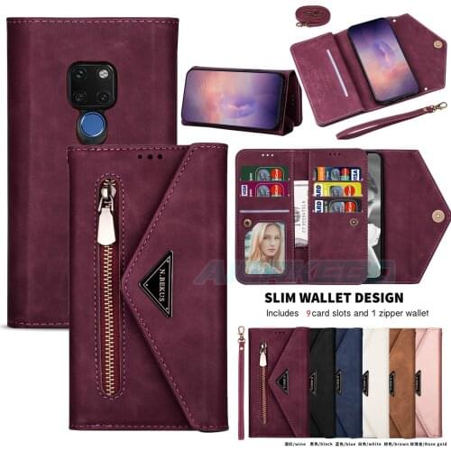 Zipper Wallet Flip Leather Case for Huawei P30 P20 P40 Mate20 Pro Mate 20 10 Lite Y5 Y6 P Smart Plus 2019 Card Solt Holder Cover