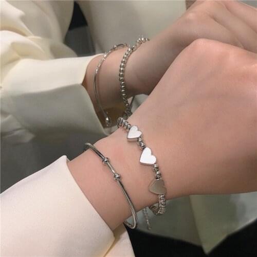 Kpop Punk Heart-shaped Adjustable Bracelet Bracelets For Women Men Egirl Aesthetic Jewellery Sets Gift Bijoux Femme 2020 Sale
