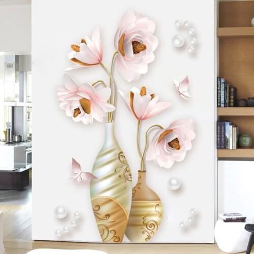 Creative Vase Painting Living Room Bedroom Wall Stickers Plant Flower Porch Corridor Room Decoration Teenager Girls Wall Decals